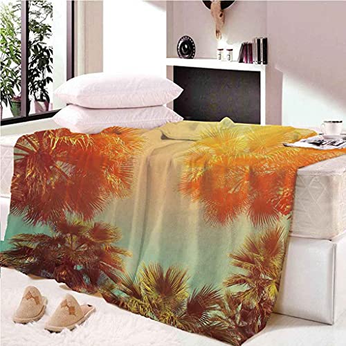 Couverture Polaire Flanelle Microfibre Douce Evocation d'un Coucher de Soleil Tropical Plaid - 3