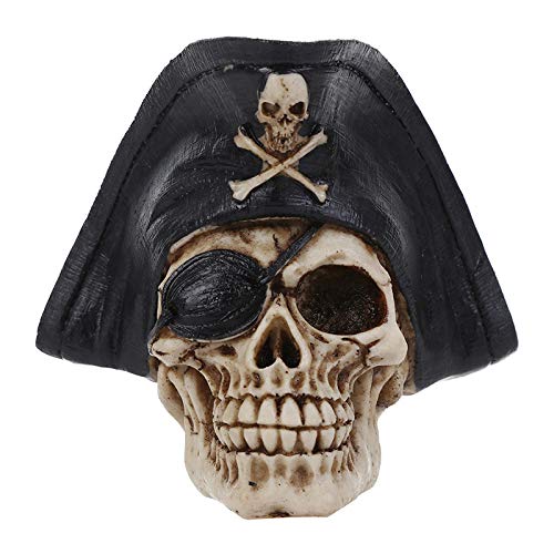 Funnuf Realistic Human Skull Resin Statue Head Skeleton Ghost Whisper Graveyard Of Craniums Figurine Sculpture, Skull With Pirate, 5.5 Inch1 #TOP2