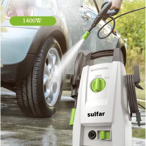 Image of Sulfar Lutian Car Washer High Pressure Pump - 1200W|Pressure-100 Bar, Max Flow-390 l /h, Working Radius +9m, Spray Jet Gun w Ext. Rod, Hose Pipe; Portable; for Cleaning /Washing Car, Bike, Home, Vehicle
