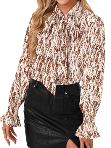 Image of LYANER Women's Bow Tie Neck Business Work Blouse
