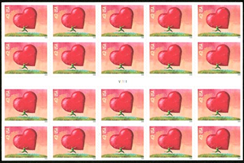 Love: All Heart Pane of Twenty 42 Cent Stamps Scott 4270