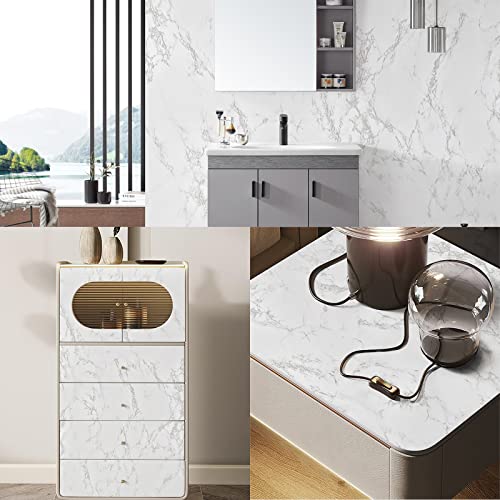 Image of practicalWs Marble Paper Granite Gray /White Roll Kitchen Countertop Cabinet Furniture is Renovated Thick PVC Easy to Remove 17.71 inch x 393.7 inch