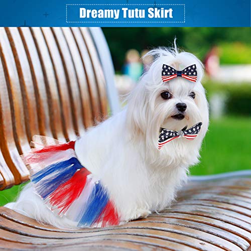 Kajaia 10 Pieces Patriotic Pet Costume Set American Flag Dog Bandana Tutu Skirt Bow Tie Hairpin Collar 4Th Of July Dog Costume Supplies For Small Medium Dogs Puppy Cats #TOP4