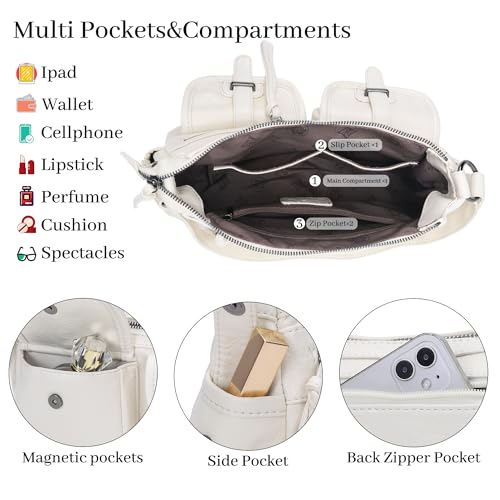 Image of Angel Kiss Hobo Purses for Women Crossbody Shoulder Bag Ladies Multi Pocket Handbags with Adjustable Shoulder Strap | Soft Vegan Leather