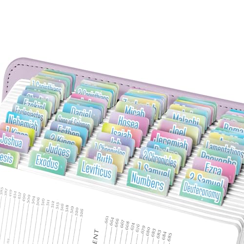 EssexWares - Pastel Gradient Bible Tabs for Old and New Testament, 80 Large Print Tabs for Bible Study, Water-Resistant and Durable Index Tabs for Women and Men - 1.7" Wide