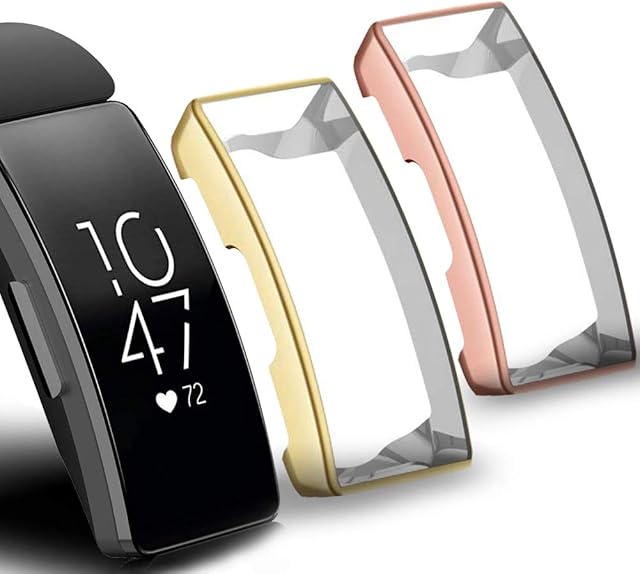 FunBand Compatible With Protective Case Fitbit Inspire & Fitbit Inspire HR, TPU Clear Ultra Thin Full Protection Bumper Case Shatter-Resistant Screen Protector Cover Case for Fitbit Inspire HR