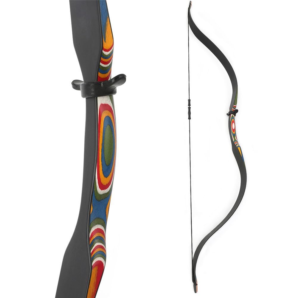 Tiro con l’arco, arco ricurvo tradizionale junior ambidestro 37 pollici 10/15 lbs, arco leggero per allenamento tiro all’aperto per bambini
