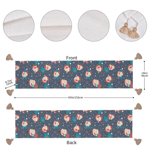 Chemin de table de mariage et vacances motif Père Noël lavable