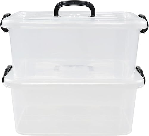 Miniatura 7 de Buyitt Paquete de 6 cajas de almacenamiento de plástico con tapa, contenedor de almacenamiento pequeño transparente de 6 cuartos