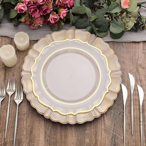 Set de 6 platos cargadores plásticos redondos taupe 13 pulg. miniatura 4