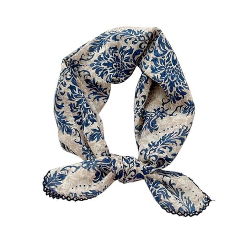 Pemilosci Large Cotton Bandana Headband, Head Wrap, Protective Coverage, Hair Neck Scarf for Women 28 x 28 inch (S02-Vine-Blue)