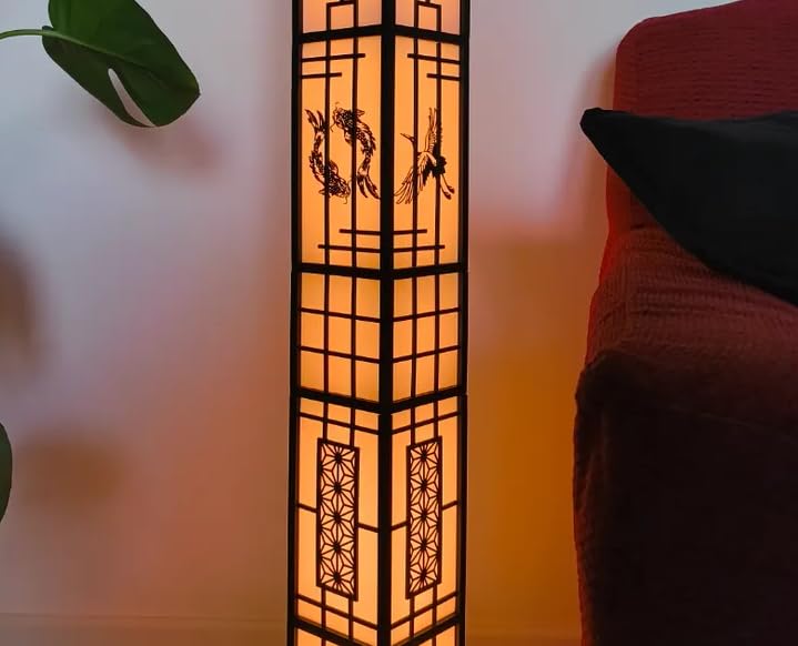 Image of inchTakumi inch Tall Floor Lamp - Japanese-Inspired Minimalist Floor Lamp, Shoji-Style Decorative Lighting for Living Room & Bedroom (1.33m /4.3ft Warm Glow)