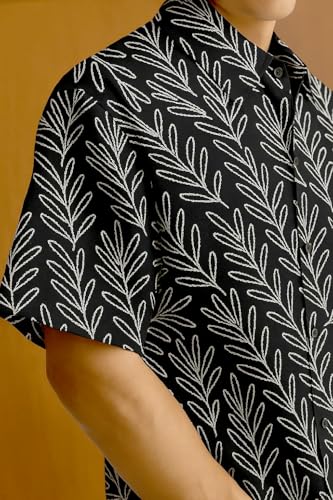 Image of TAGDO Men's Printed Cotton Casual Shirt | Half Sleeve Floral Print Shirt for Man | Relaxed Oversized Fit & Perfect for Casual, Office & Formal Wear (2050)
