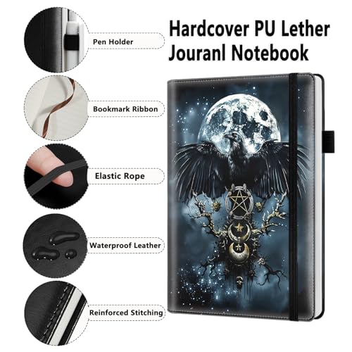 Carnet ligné 200 pages A5 couverture rigide cuir avec marque-pages journal noir bureau - 2