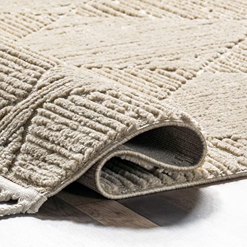 Image of nuLOOM Kerry Beige Geometric Power Loomed Area Rug, 4' x 6' | Nuloom Kerry Geometric 4' x 6' Area Rug for Living Room Bedroom Dining Room, Beige