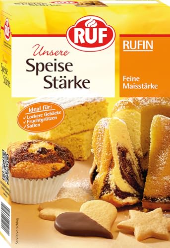 RUF Speise-Stärke reine Maisstärke ideal für lockere Gebäcke zum Binden von Roter Grütze und herzhaften Soßen glutenfrei und vegan 1x400g