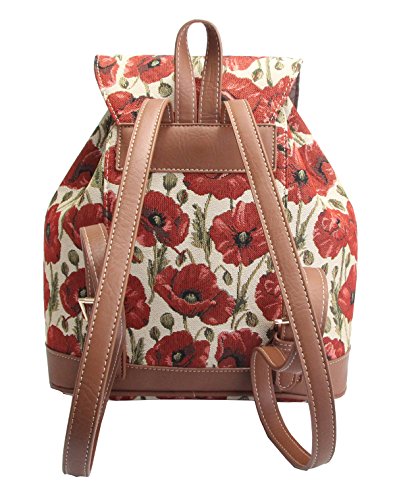 Signare Tapestry Fashion Backpack Rucksack for Women with Poppy Flower Design(RUCK-POP)3