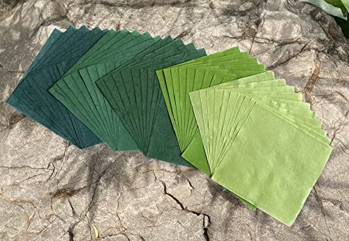 Papier de mûrier origami anti-déchirure : 50 feuilles vertes en fibre naturelle 15,2 cm