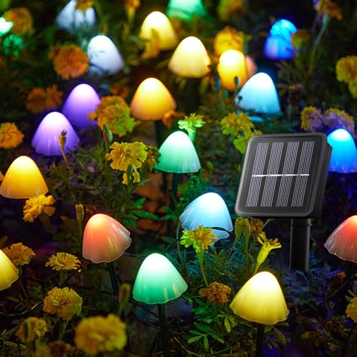 Yeqqzq 20 LED Mushroom Solar Lights Outdoor Garden Solar Garden Ornaments