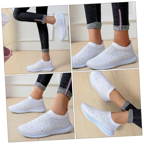 Chaussures décontractées légères en maille blanche avec semelle caoutchouc antidérapante - 5