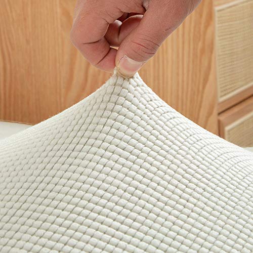 Housse de repose-pieds beige en élasthanne extensible pour tabouret rectangulaire taille S