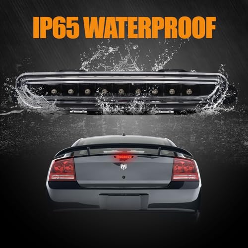 Image of Third 3rd Brake Light LED for 2006-2010 Dodge Charger, High Mount Rear Brake Lights Assembly for 06-10 Charger, Waterproof Center Cab Lamp Stop Light (Black)