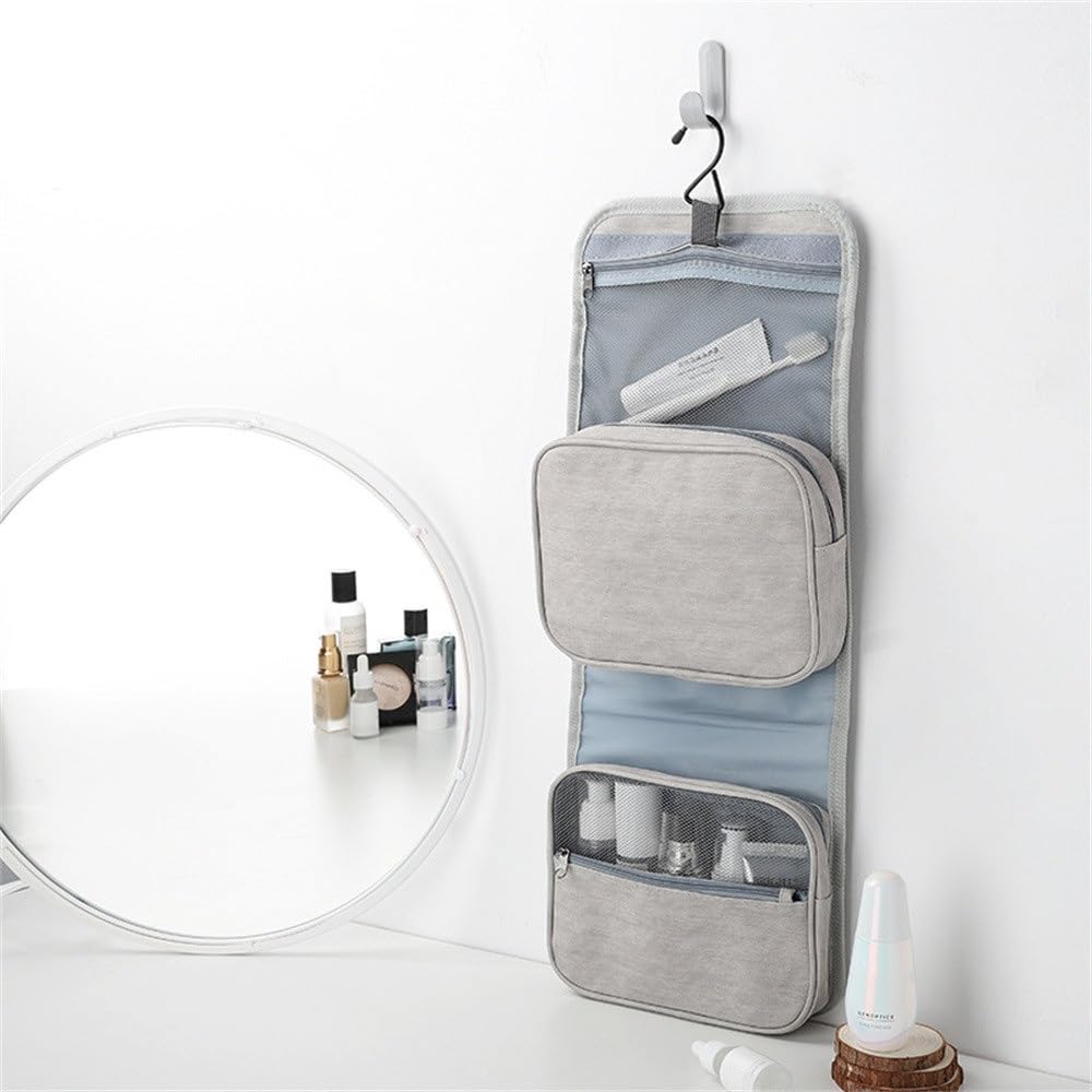 Borsa da Toilette Portatile Borsa da Toilette da Viaggio in PU Borsa portaoggetti sospesa Staccabile