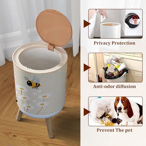 Pequeña caneca de basura con tapa diseño abejas miniatura 3