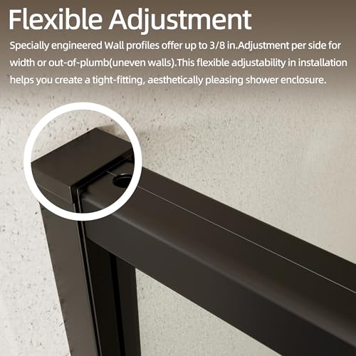 Image of Royal Guard 38-42 inch W x 71 inch H Pivot Glass Shower Door,Matte Black