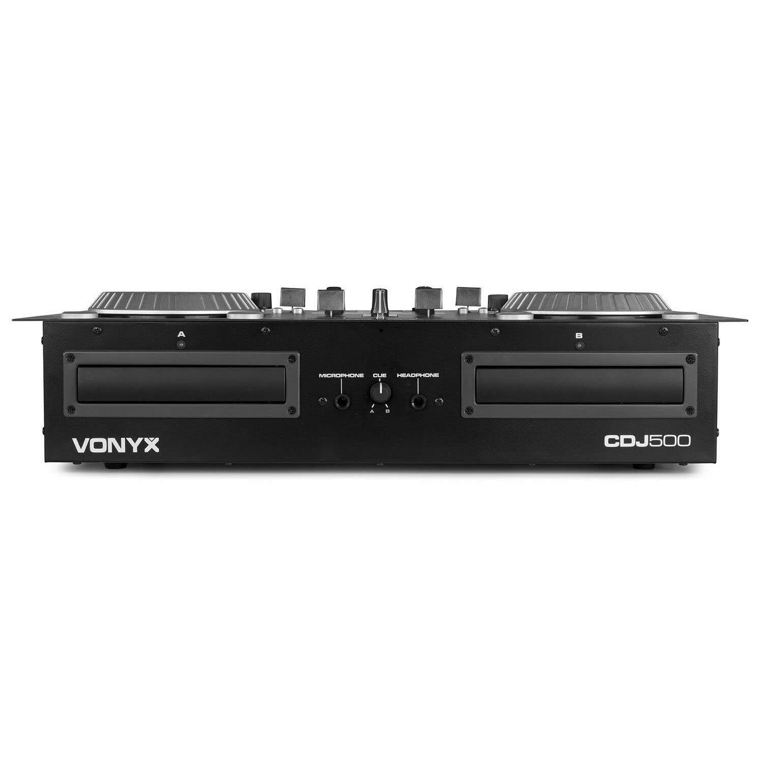 Vonyx CDJ500 DJ Controller mit Verstärker, 200 Watt, DJ Mischpult Bluetooth, DJ Pult Anfänger mit Doppel-CD, Audio Mixer, USB-Player, Loop Funktion, Jogwheels, Standalone DJ Mischer
