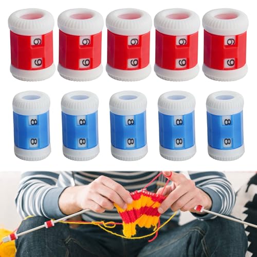 Knitting Row Counter 10 Pcs Stitch & Row Counters for Knitting & Crochet Portable Plastic Knitting Needle Counters Knitting Accessories for Sewing DIY Craft Projects