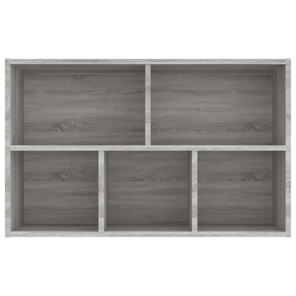 Bücherregal Grau Sonoma 50x25x80 cm aus Holzwerkstoff, 5-Fach Seitenregal als Sideboard nutzbar, vielseitiger Bücherständer für Wohnzimmer, einfache Reinigung mit feuchtem Tuch