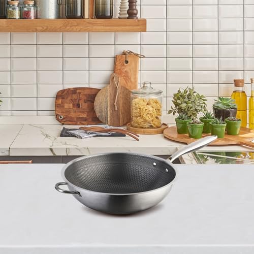 Wok de acero inoxidable con manijas dobles y antiadherente miniatura 4