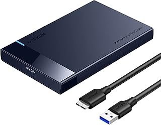 UGREEN Hard Drive Enclosure, 2.5 Inch Hard Disk Case HDD SSD Reader, USB 3.0 to SATA Cable for 9.5mm 7mm SATA III II I, Support Up to 6TB UASP High Speed, Tool-Free, Windows, macOS, Linux, Blue