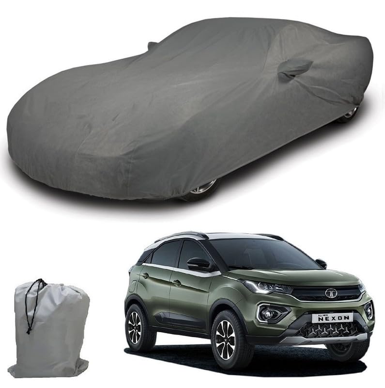 Image of ARCUATE Triple Layer Custom fit Car Body Cover for Tata Nexon /EV |Top Layer Dustrproof | Middle Layer Waterproof | Bottom Layer Scratch Protection | Outdoor Indoor Fabric