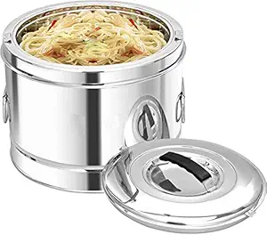 Kitchen Expert Steel Hot Pot & Serveware 15 L with Side Handle & Upper Handle (Silver)