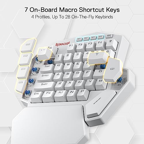 Image of Redragon K585 DITI One-Handed RGB Mechanical Gaming Keyboard, 42 Keys Type-C Professional Gaming Keypad w /Upgraded Hot-Swappable Socket, 7 Onboard Macro Keys & Detachable Wrist Rest