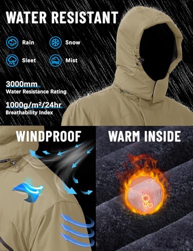 Image of TACVASEN Men's Winter Skiing Jackets Waterproof Thermal Snowboard Coats