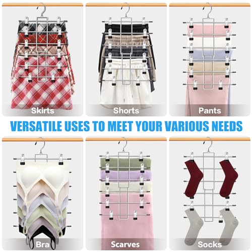 Schrank-Organizer und Aufbewahrung, 6 Etagen, Kleiderbügel mit Clips, platzsparend für Organisation und Aufbewahrung, Studentenwohnheim, für Mädchen, Jungen, Kleider-Organizer, 3 Stück