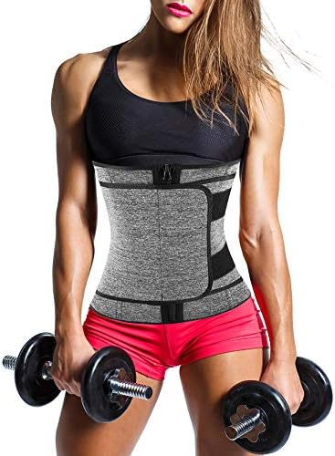 Women Neoprene Corset Waist Trainer Workout Sauna Sweat Trimmer Cincher Belly Slimmer with Zipper (Grey Waist Trimmer with Zipper, 3XL)