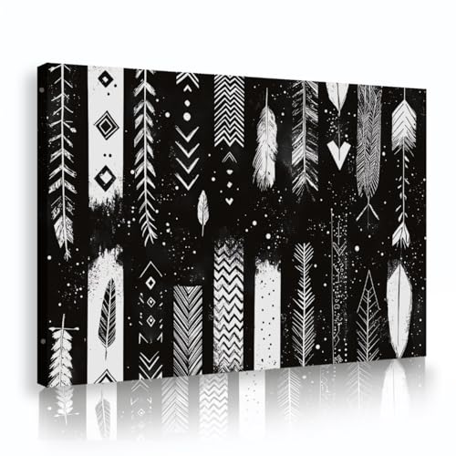Art mural sur toile indien avec motif flèche et plume vintage pour déco de couloir 30x45cm