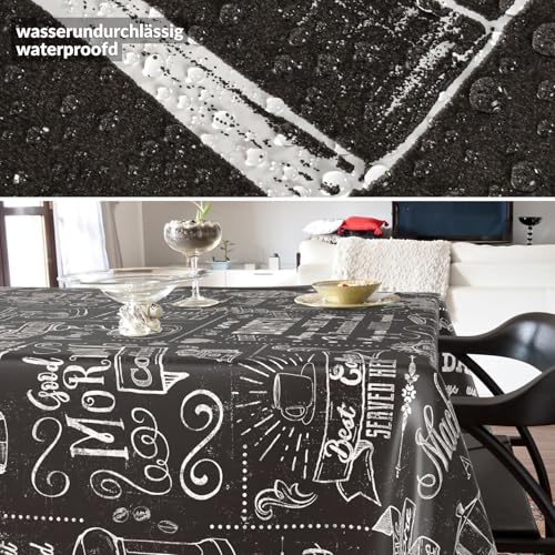 Toile cirée noire imperméable ANRO nappe de table extérieure lavable - 5