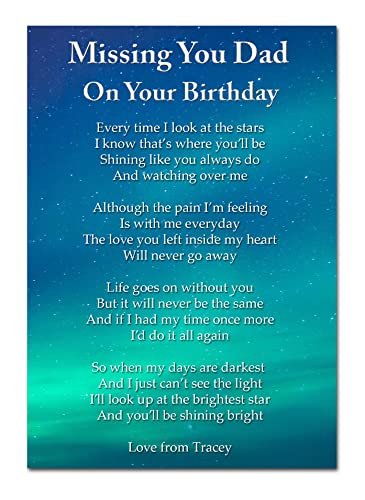 In Loving Memory I Miss You Always Dad Laminated Grave Card - View #7