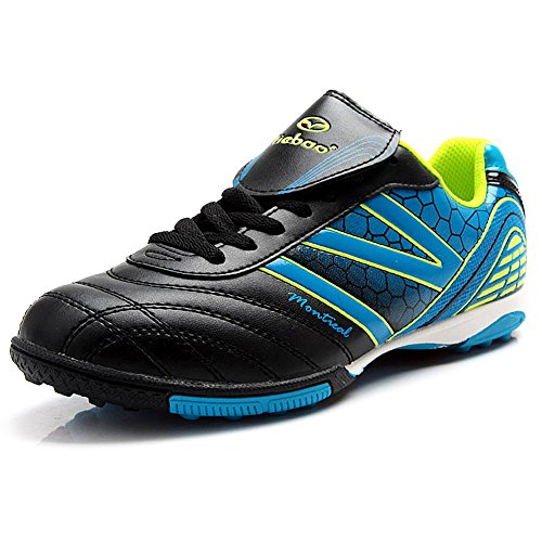 Tiebao Suelo duro interior IC Athletic PU cuero fútbol, negro, azul, 42 1/3 EU Cover