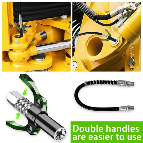 Fettpresse Mundstück, Doppelgriff G Coupler für Fettpresse Kupplung Fettpresse für Schmiernippel mit 30cm Schlauch, für Alle Arten Von Fettpressen