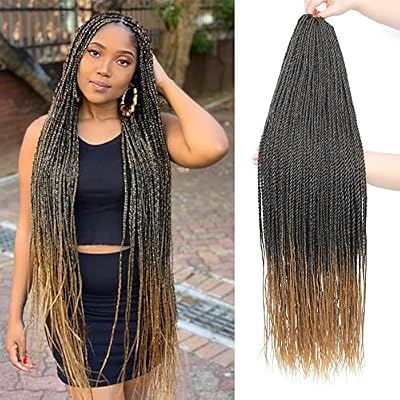 Crochet Hair for Black Women - 14 Inch&34Inch 8 Packs Senegalese Twist Crochet Hair Pre Looped, 35 Strands/Pack Ombre Twist Crochet Hair