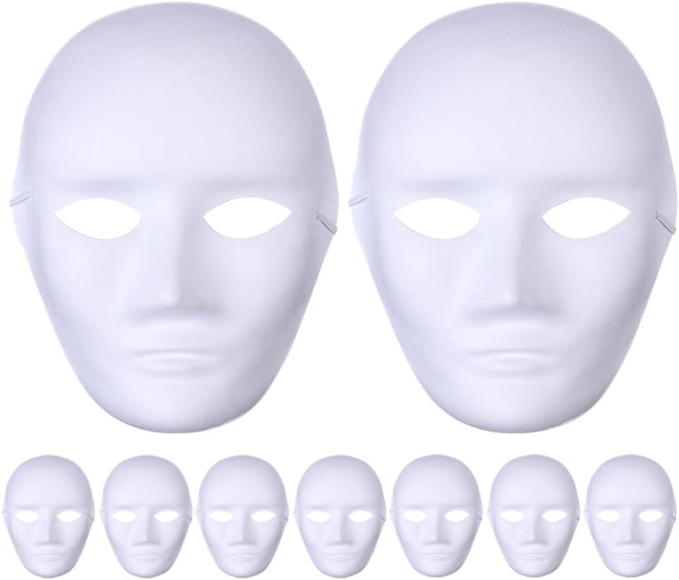 CALLARON 9pcs Blank Paper Masks for Boys and Girls and Adults Paintable Unpainted Masks for Parties Carnival and Masquerades Fun Craft Activity for Birthday and Holiday Celebrations