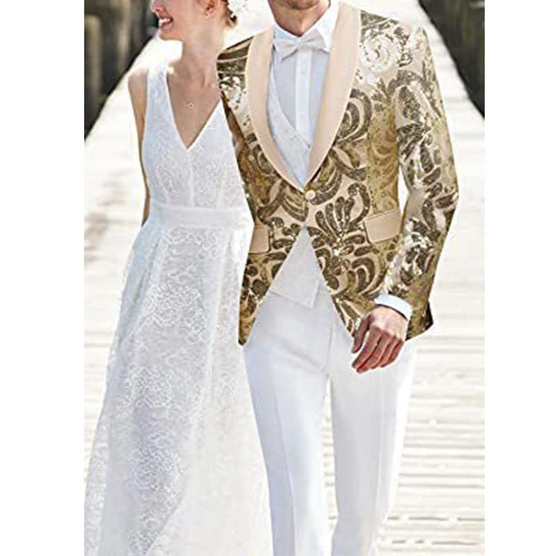 Mens Sequin Blazer Suit Shiny Jacket Blazer One Button Tuxedo for Party Wedding Banquet Christmas Nightclub3