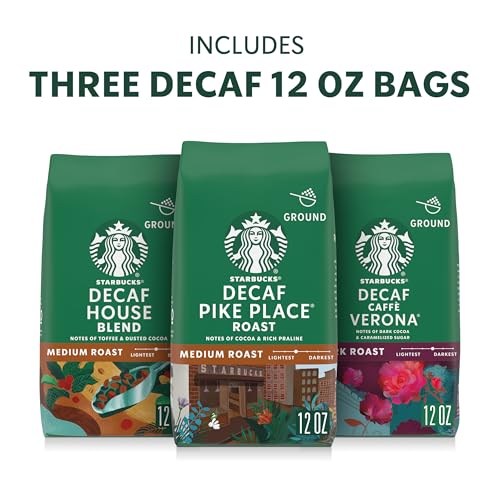 Starbucks Ground Coffee, Medium & Dark Roast Hot or Iced Coffee, Decaf Variety Pack, Three 12 oz Bags​ - image 2