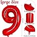 Red Number 9 Balloon 40 Inch, Big Large Foil Helium Number Balloons, Jumbo Giant Mylar Number 9 Balloons for 9 Year Old Birthday Red Party Decorations Supplies Anniversary